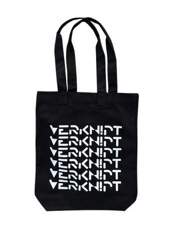 Verknipt Totebag white logo