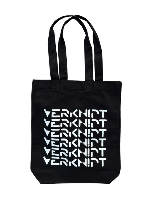 Verknipt Totebag white logo